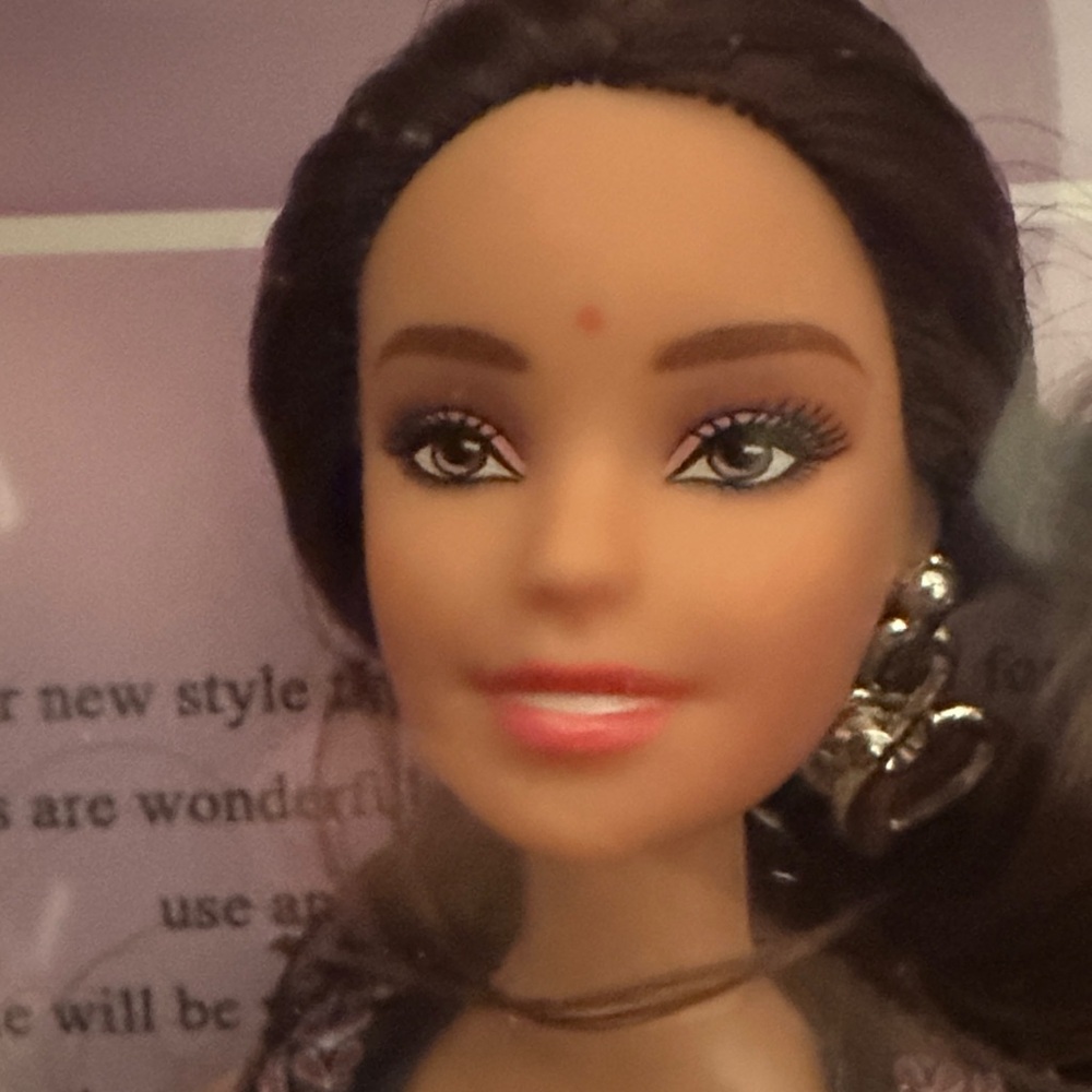 Fashion Doll with Black and Pink Desi Lengha Dress - Picture 2 of 4